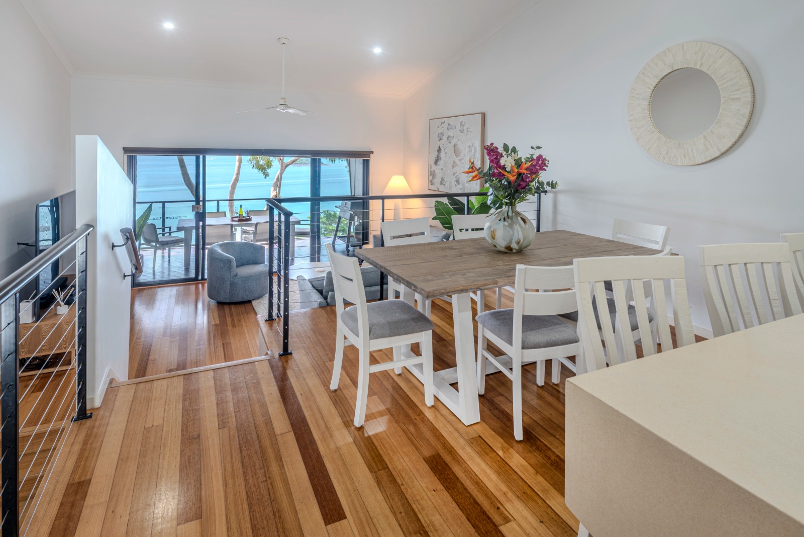 Dining area looking toward the balcony and ocean views at Shorelines 10.
